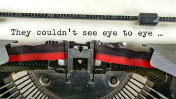 老式打字机，cliché说眼睛对视