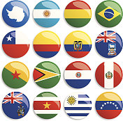 南极洲和南美洲国旗按钮
