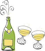 香槟和杯子让我们庆祝一下!