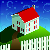 有尖桩篱笆的房子