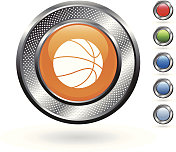 篮球版税免费矢量艺术上的金属按钮