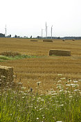 干草堆和风力涡轮机