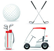 一套白色和红色的高尔夫图标