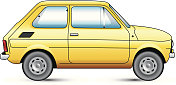 黄色的紧凑型轿车
