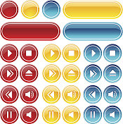 光滑的网页按钮和音乐控制。明亮的系列 光滑的网页按钮和音乐控制。明亮的系列