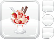 草莓冰淇淋图标上的银按钮 草莓冰淇淋图标上的银按钮