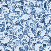 蓝色有机叶片图案(无缝)