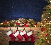 圣诞节装饰壁炉架