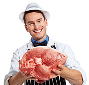 屠夫展示一块肉