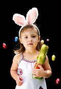 有复活节兔耳朵的孩子
