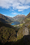 从高处俯瞰Geiranger峡湾挪威