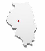 3D地图的伊利诺斯州与首都城市标记。