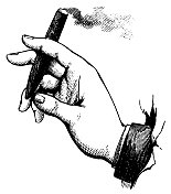 手握雪茄|古董设计插图