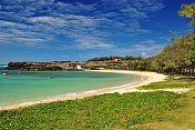 Plage St Fran?ois，罗德里格斯岛，毛里求斯:热带海滩，翡翠水