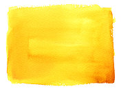 一个黄色和橙色的方形在水彩风格的白色