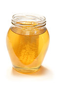 装蜂蜜和蜂窝的罐子
