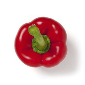 意大利红辣椒，从上面看，白色背景