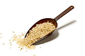 金属勺里的糙米