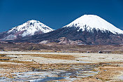 智利劳卡国家公园的帕里纳科塔火山