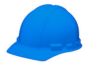 蓝色安全帽孤立在白色背景