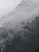 迷雾中的落基山脉