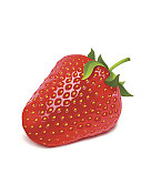 一个白色背景上的红草莓
