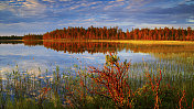 美丽的瑞典湖上的日出
