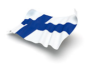 盘旋的芬兰国旗(剪影路径)