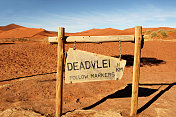 Deadvlei标志和橙色沙丘纳米比亚