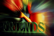 绿色的‘Friends’。独特，多彩的摄影效果背景。