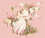 粉色背景上的鲜花新娘