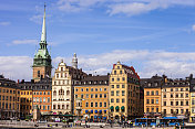 斯德哥尔摩,瑞典。老城和教堂的全景图