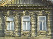 俄罗斯老木屋的细节立面