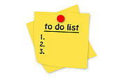 待办事项清单写在黄色便利贴上