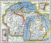 威斯康星和密歇根地图1883年