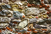 背景彩色岩石墙许多颜色和纹理水平