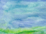 手绘绿色和蓝色渐变背景纹理