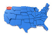 美国地图，华盛顿州用红色标出