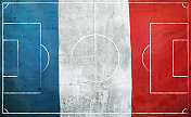混凝土墙上的足球场线和法国国旗