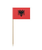 牙签上的阿尔巴尼亚小国旗