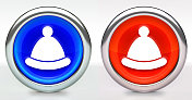 冬季帽子图标按钮与金属边缘