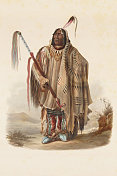 1841年美国土著，头饰雕刻