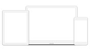 白色笔记本电脑，数字平板电脑和智能手机