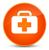 医疗袋图标优雅橙色圆形按钮 医疗袋图标优雅橙色圆形按钮