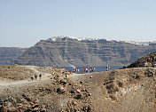 在圣托里尼岛火山