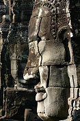 柬埔寨吴哥，巴戎寺的石面。