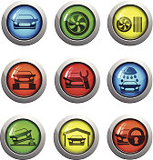 玻璃圆形汽车服务图标集 玻璃圆形汽车服务图标集